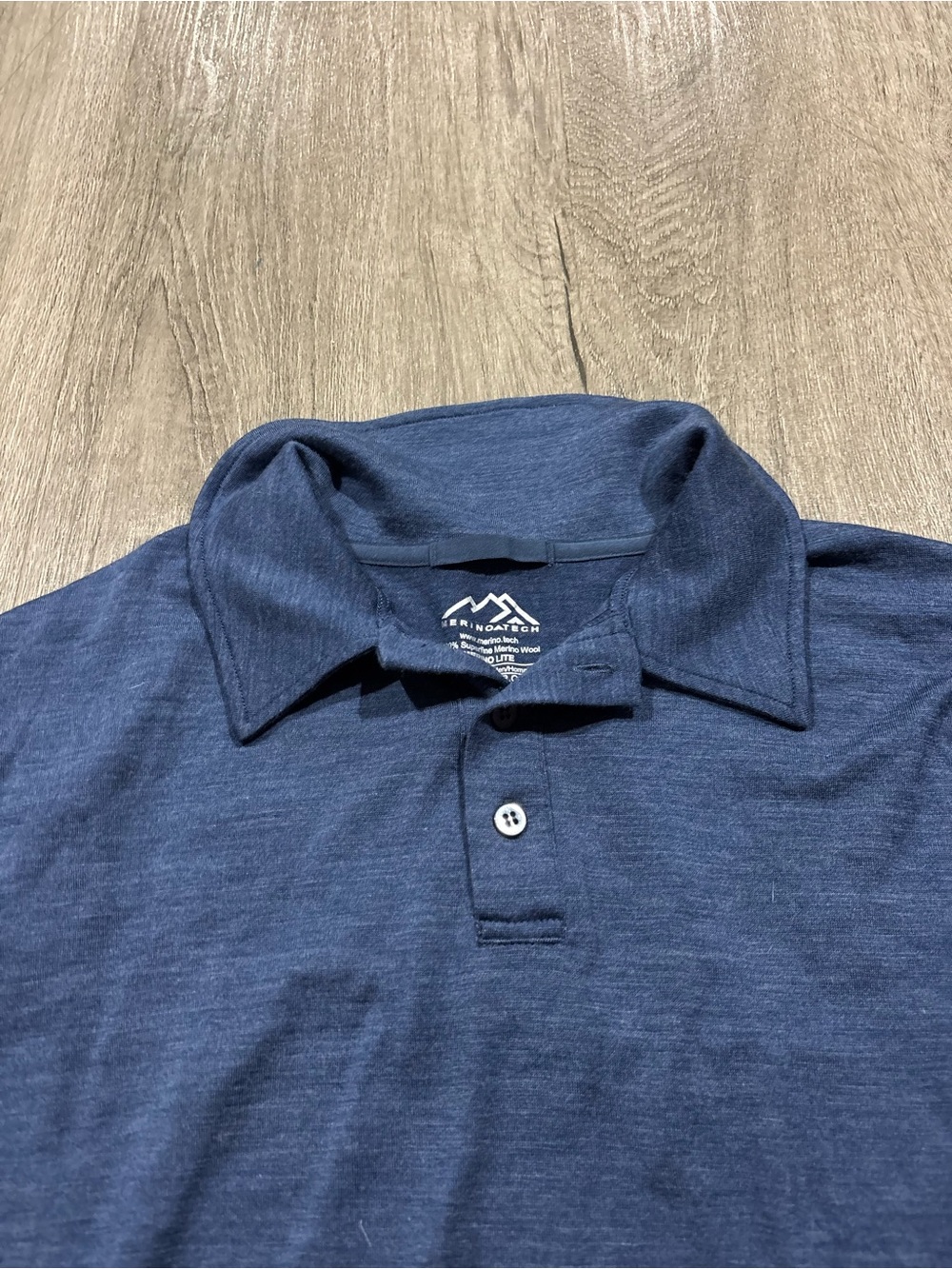 Merino Tech Merino Wool Long Sleeve Polo Grey Blue Size Medium - Picture 4 of 5